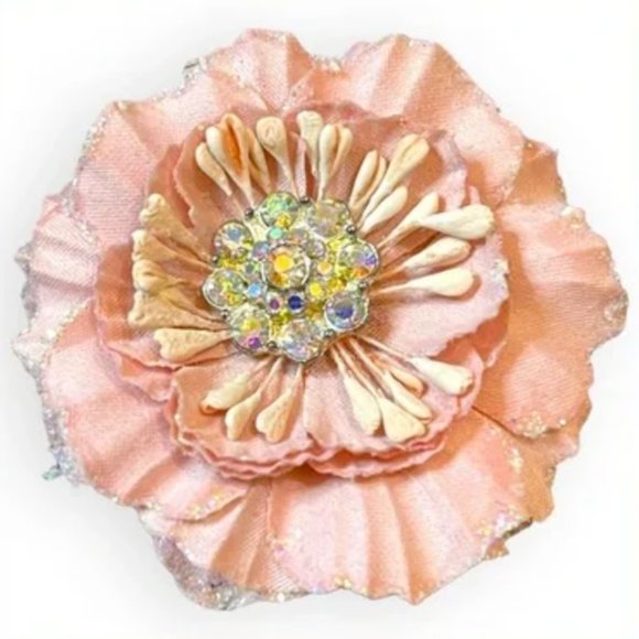 Tieks Mini Flower Pale Pink Box Topper with Faux Rhinestones in Center TT-481 - Picture 2 of 4